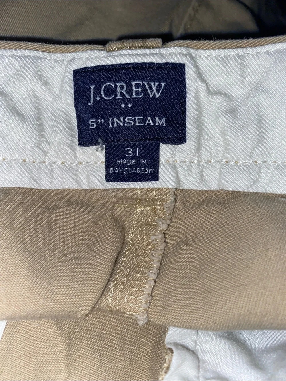 J Crew Men's Casual Cotton Shorts in Beige 31” Waist x Inseam 5”